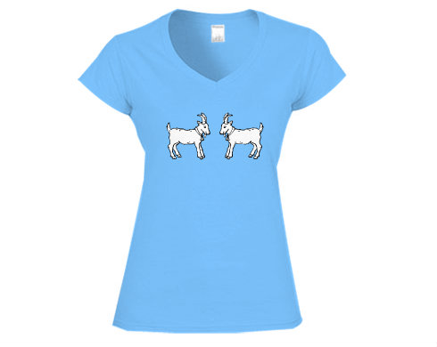 Kozičky Dámské tričko V-výstřih - Bílá