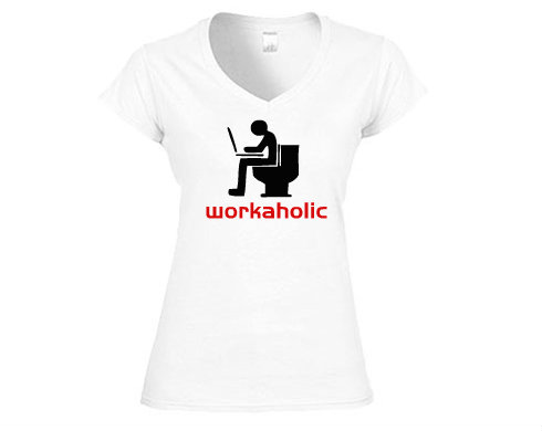 Workoholic Dámské tričko V-výstřih - Bílá
