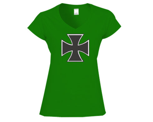 Železný kříž Dámské tričko V-výstřih - Bílá