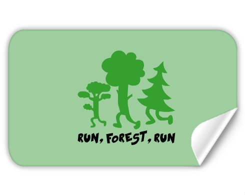 Run forest run Samolepky obdelník - Bílá