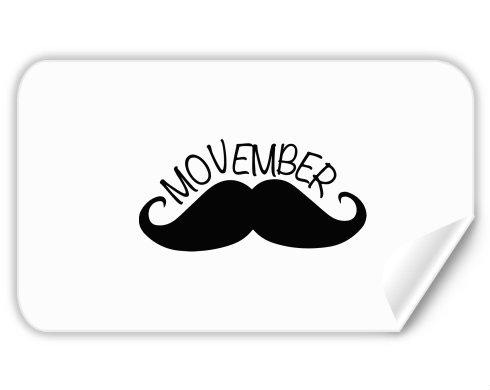 Movember Moustache Samolepky obdelník - Bílá