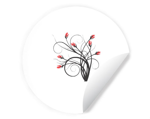 Divoké květy Samolepky kruh - Bílá