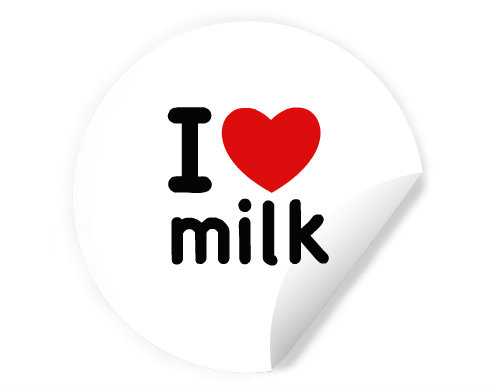 I Love milk Samolepky kruh - Bílá