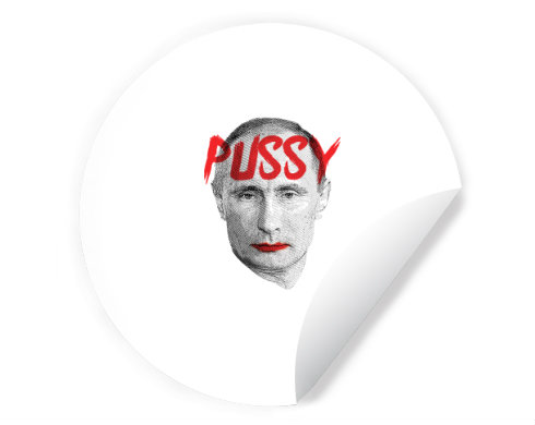 Pussy Putin Samolepky kruh - Bílá