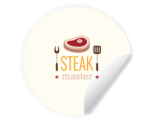 Steak master Samolepky kruh - Bílá