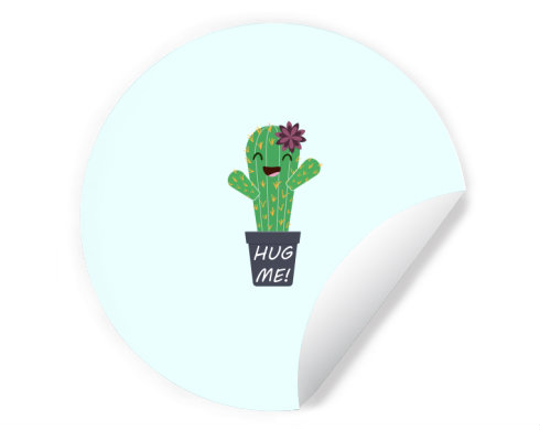 Kaktus Samolepky kruh - Bílá