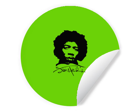 Jimi Hendrix Samolepky kruh - Bílá