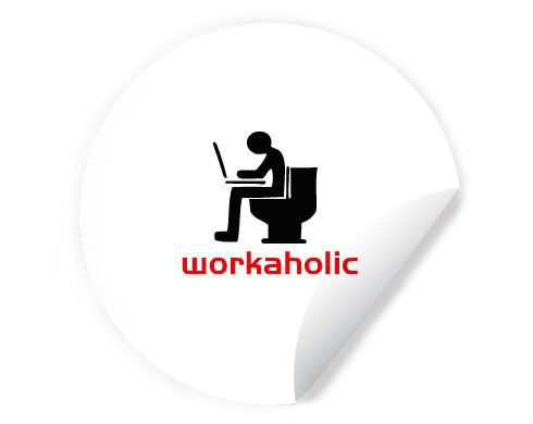 Workoholic Samolepky kruh - Bílá