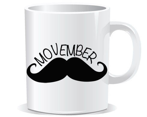 Movember Moustache Hrnek Premium - Bílá