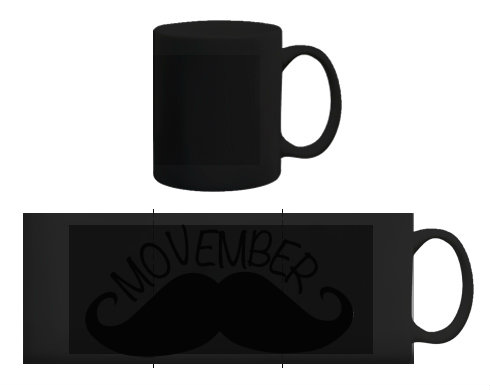 Movember Moustache Černý hrnek - černá