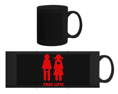 True Love Černý hrnek - černá