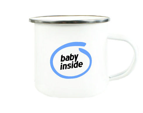 Baby Inside Plechový hrnek - Stříbrná lesklá