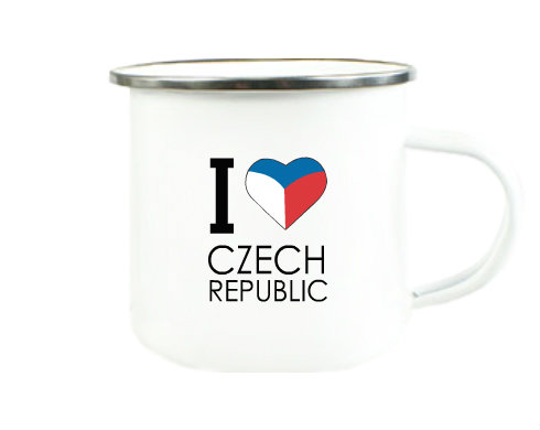 I love Czech republic Plechový hrnek - Stříbrná lesklá