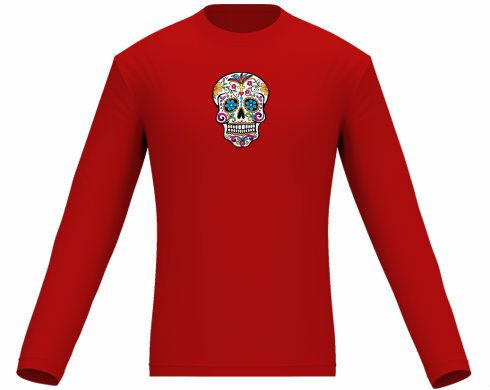 Mexická lebka Pánské tričko dlouhý rukáv - černá