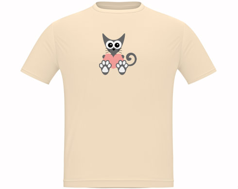 Kočka a srdce Pánské tričko Classic - Bílá