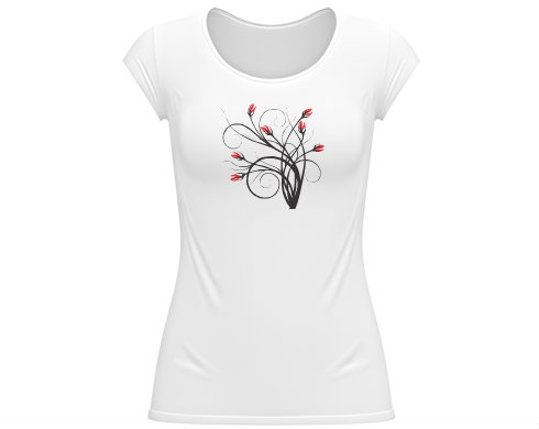 Divoké květy Dámské tričko velký výstřih - Bílá
