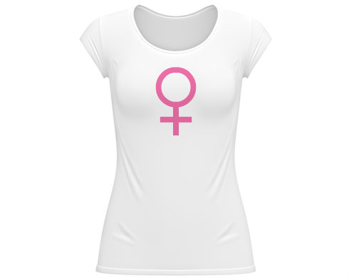 Žena pohlaví symbol Dámské tričko velký výstřih - Bílá