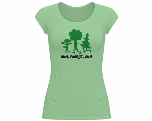 Run forest run Dámské tričko velký výstřih - Bílá