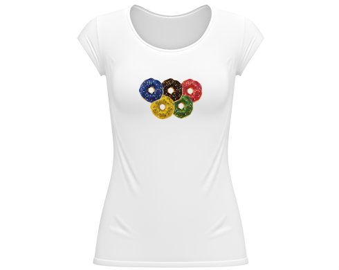 Donut olympics Dámské tričko velký výstřih - Bílá