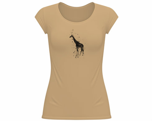 Žirafa Dámské tričko velký výstřih - Bílá