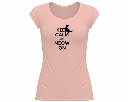 Keep calm and meow on Dámské tričko velký výstřih - Bílá