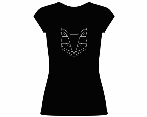 Cat polygon Dámské tričko velký výstřih - Bílá