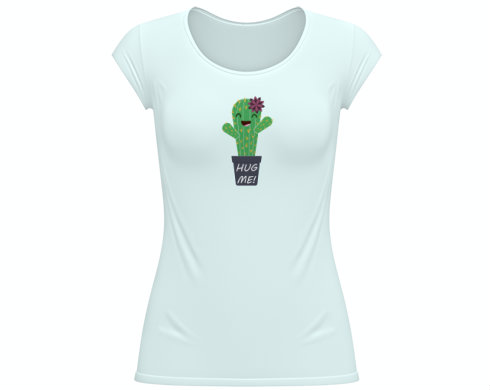Kaktus Dámské tričko velký výstřih - Bílá