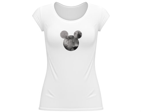 Mickey Mouse Dámské tričko velký výstřih - Bílá