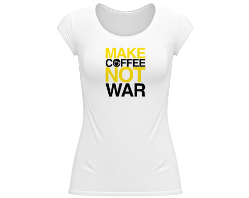 MAKE COFFEE Dámské tričko velký výstřih - Bílá