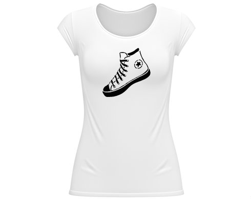 Converse Dámské tričko velký výstřih - Bílá
