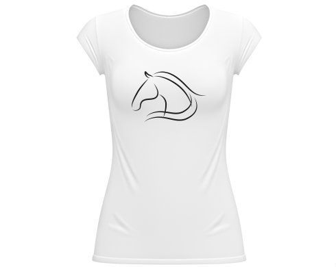 Linie koně Dámské tričko velký výstřih - Bílá