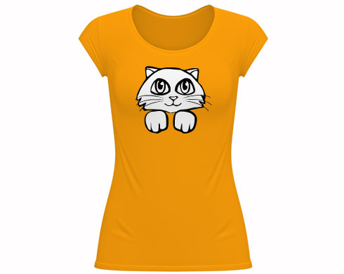 Kočička Dámské tričko velký výstřih - Bílá