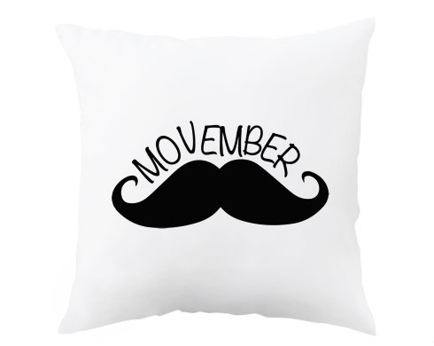 Movember Moustache Polštář - bílá