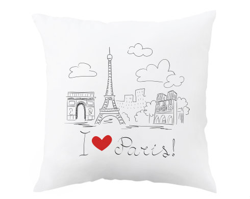 I Love Paris Polštář - bílá