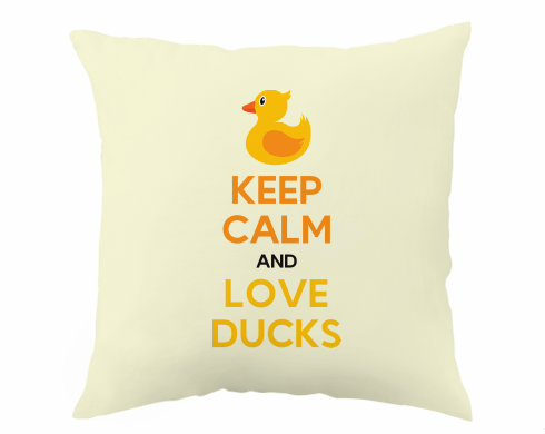Keep calm and love ducks Polštář - bílá