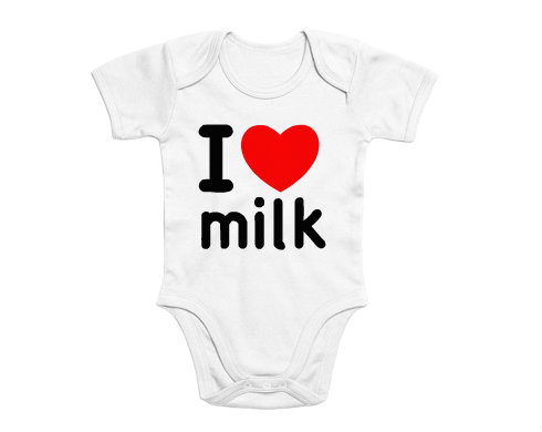 I Love milk Dětské body krátký rukáv premium - Bílá