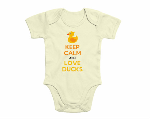 Keep calm and love ducks Dětské body krátký rukáv premium - Bílá