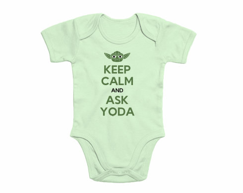 Keep calm and ask yoda Dětské body krátký rukáv premium - Bílá