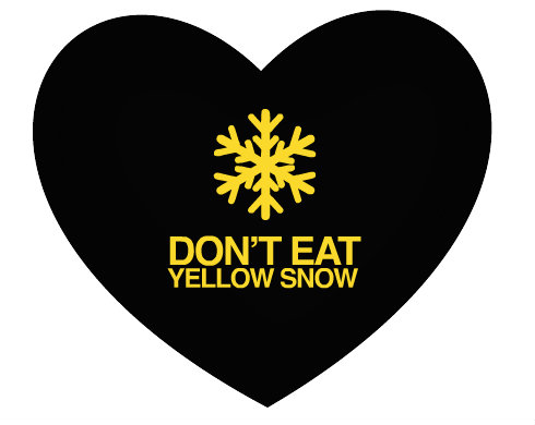 DONT EAT YELLOW SNOW Polštář Srdce - bílá