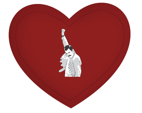 Freddie Mercury Polštář Srdce - bílá