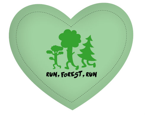 Run forest run Polštář Srdce - bílá