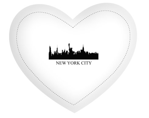 New York Polštář Srdce - bílá