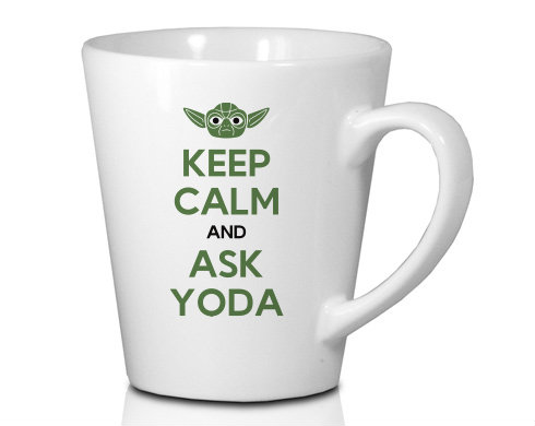 Keep calm and ask yoda Hrnek Latte 325ml - Bílá