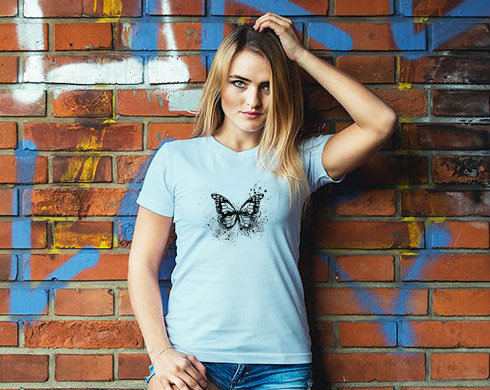 Motýl grunge Dámské tričko Classic - Bílá