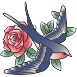 Ptáček s růží