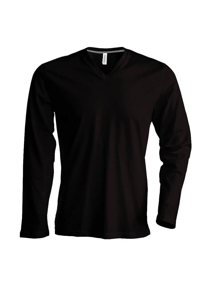 Pánské tričko Kariban dlouhý rukáv - černá 3XL
