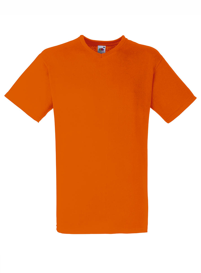 Pánské tričko Fruit of the Loom V-Neck - Oranžová 3XL