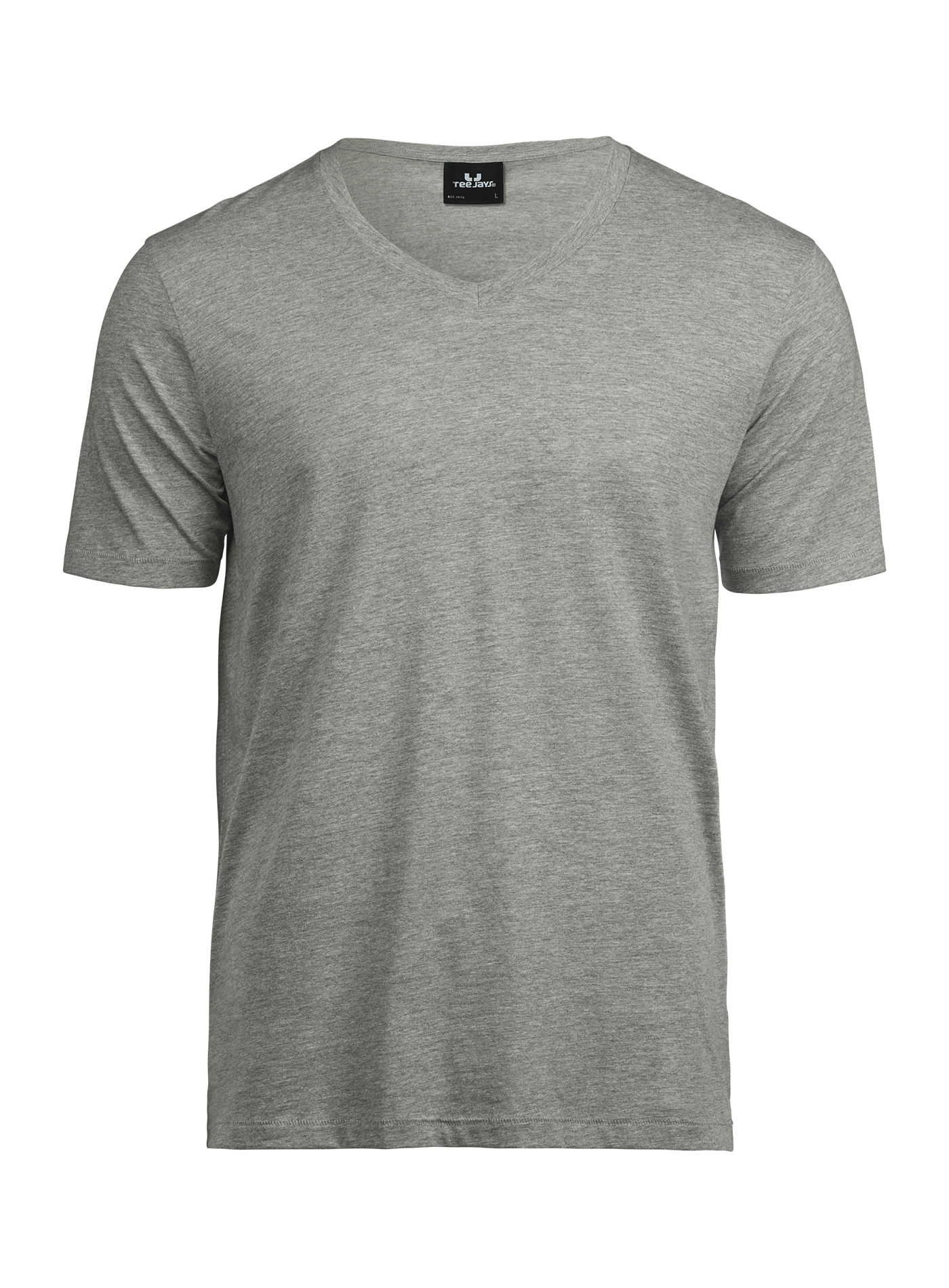 Pánské tričko s výstřihem do V Tee Jays - šedý melír M
