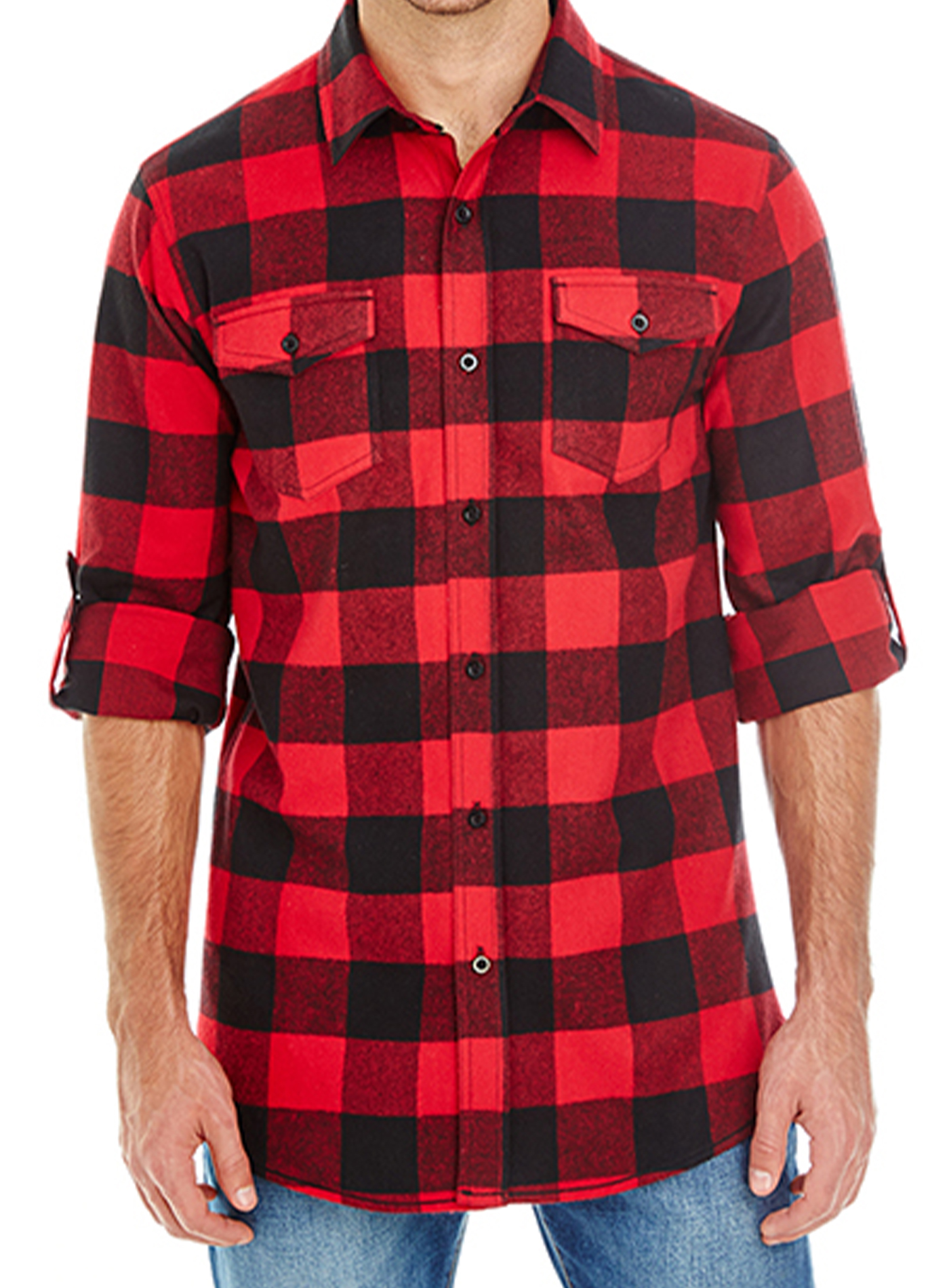 Pánská flanelová košile Burnside - Červená s černou 3XL