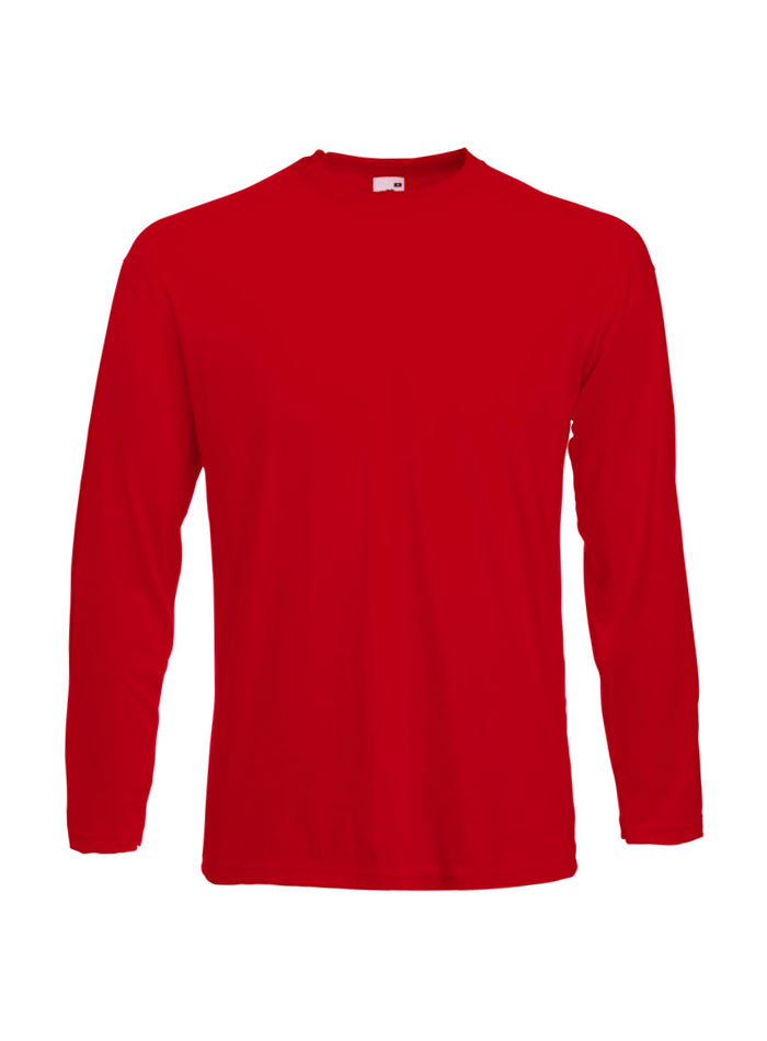 Pánské tričko s dlouhým rukávem Fruit of the Loom Value Weight - Červená XL